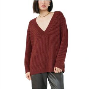 BNWT Aritzia Babaton Rich Cooper Roger Sweater Long V-neck Merino Wool Sweater